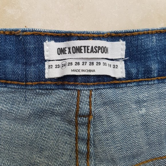 ONE TEASPOON Harlets High Rise Cuff Jean Shorts 24 - Picture 5 of 9